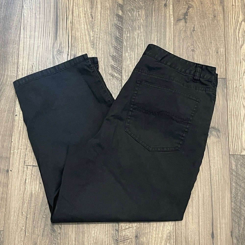 Talbots Womens Black Stretch Cotton Cropped Straight Leg Pants Size 10